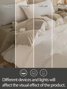 3件套100%纯棉亚麻被套组（1个被套+2个枕套），不含被芯，适合男女宿舍、学校床上用品、宿舍装饰，简约风格 - 彩色 - 查看 5