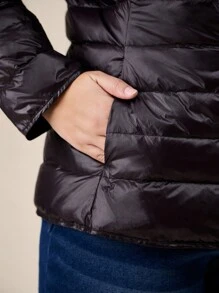 SHEIN EZwear Piumino leggero nero per donna taglie forti, indossabile sia internamente che esternamente - nero - Visualizzare 9
