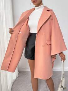SHEIN Clasi Chaqueta casual de mujer con botones y bolsillos falsos de largo
