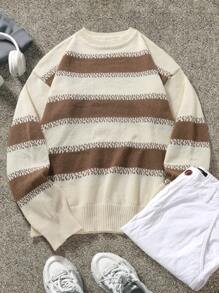 Claim Dot Áo len sọc Colorblock thường ngày cho nam, Thu/Đông - Nhiều màu - Xem 1