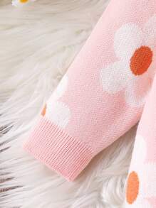 SHEIN Infant Girls' Fashionable Cute Versatile Knit Romper - Baby Pink - View 4