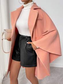 SHEIN Clasi Chaqueta casual de mujer con botones y bolsillos falsos de largo