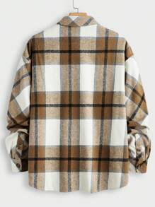 Manfinity VCAY Camisa de manga larga informal a cuadros de corte holgado para hombre