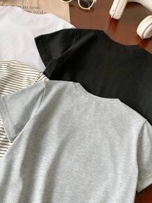 SHEIN 男童夏季休闲日常圆领短袖 T 恤 - 彩色 - 查看 6