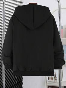 SHEIN Jaqueta piloto/baseball acolchoada com capuz estilo americano para meninos pré-adolescentes, uso diário casual