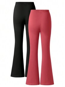 SHEIN Wildeya Teen Girl 2024 Autumn/Winter New Micro Flare Leg Pants, Sports College Style Casual Versatile Long Trousers