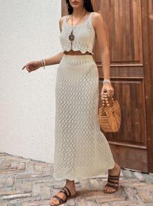 RueChic NỮ Xu hướng: Cắt giảm Cover Ups & Áo đầm Áo ba lỗ Và Bộ váy , Cho mùa hè , bờ biển , Kỳ nghỉ , Du lịch , Lễ hội , , Tiệc bể bơi - Màu be - Xem 5