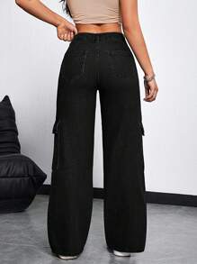 SHEIN ICON Damen Cargo Taschen Weites Bein Lässige Relaxed Jeans