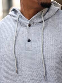 Manfinity Homme Sudadera con capucha, unicolor, moda minimalista, uso casual diario - Gris - Ver 3