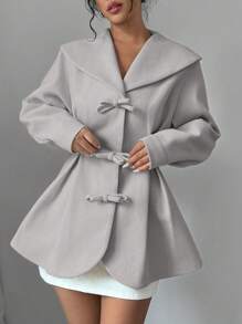 Elenzga Women's Solid Color Casual Minimalist Everyday Overcoat