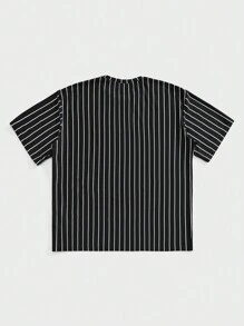 GENTILAND Young Men's Casual Loose Knitted Striped Short Sleeve T-Shirt