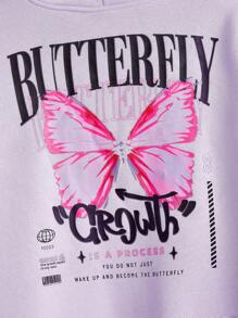 Manfinity VCAY 男士长袖蝴蝶印花简约连帽运动衫，休闲日常穿着，适合秋冬