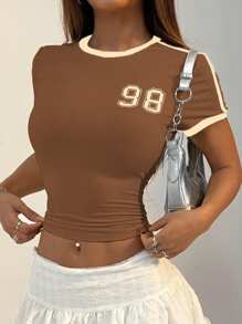 StreetHx Color-Blocking Digit & Letter Print Slim Fit Short Sleeve T-Shirt - Multicolor - View 4