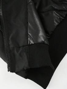 SHEIN Jaqueta piloto/baseball acolchoada com capuz estilo americano para meninos pré-adolescentes, uso diário casual