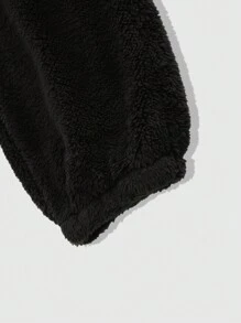 Manfinity Homme Men's Casual Solid Color Fleece Sweatshirt And Sweatpants Set, Winter Fleece Setmen Winter Sets2 Piece Set Winter - Black - View 3