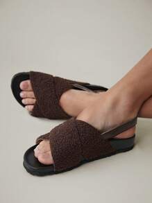 Solecia Damskie modne sandały z odkrytymi palcami i krzyżującymi się palcami, wygodne na wiosnę/lato, na święta Bożego Narodzenia i Nowy Rok, jesień i zimę