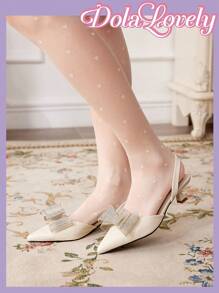 Dola Lovely Women's Black Stiletto Heel Bowknot Pointed Toe Shoes New Year Holiday Valentines