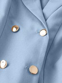 Chiquease Women's Solid Color Lapel Neck Long Sleeve Double Breasted Pleated Hem Elegant Blazer, Autumn Fall Cloth For Women