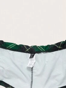 SHEIN EZwear Conjunto ajustado de punto verde para mujer de Navidad