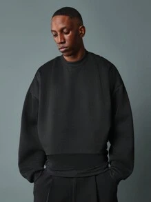 SUMWON Oversized Athletic Sweatshirt Winter Streetwear Pullover Crew Neck Sports Casual Graphic Back Print Training Workout Autumn Fall Collection - Black - View 2