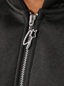 SUMWON 冬季街头风拉链连帽衫厚重超大金色标志运动健身休闲运动都市运动服秋季时尚