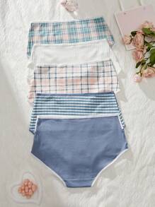 5 件/包大码内衣，简约时尚休闲日常穿着 - 彩色 - 查看 2