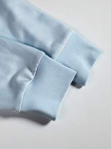 Manfinity EMRG Men's Letter & Cartoon Devil Print Hooded Sweatshirt Long Sleeve Hoodie, For Friends, Husband, Boyfriend Gifts - Blue - View 4