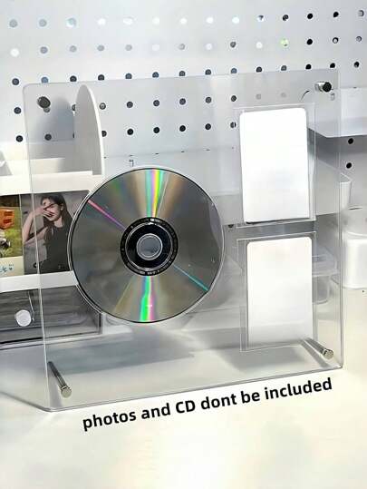 1PC Clear Acrylic Photocard And CD Holder Stand Display Case With Groove Brick Design Desktop Placing Protector For Kpop Photocard Sports Card Idol Card Celebrity Collection Discs Record Frame Home Decor Gift For Fans Collectors Clear Album Display Stand Storage Organizer