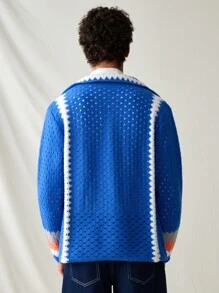 Manfinity RebelGame Męski dzianinowy modny luźny krótki rękaw kardigan