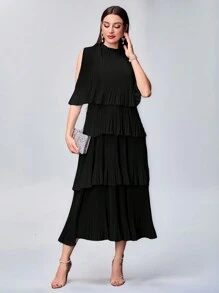 Modelyn 女士纯色简约休闲日常连衣裙 - 黑色 - 查看 7