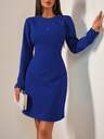 RueChic Stilvoller, speziell designter, mit Diamanten verzierter Eleganter Kleid mit Langarm, perfekter Passform