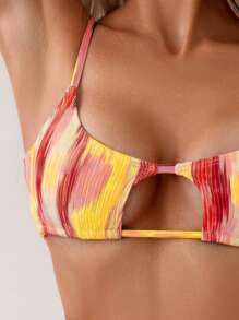 SHEIN Swim Summer Beach Women's Tie-Dye Halter Neck Bikini Swimwear Set For Vacation - Multicolor - View 5