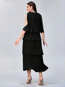 Modelyn 女士纯色简约休闲日常连衣裙 - 黑色 - 查看 2