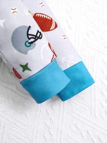 Bộ 3 món/bộ đồ mặc nhà in hình đồ chơi dễ thương cho bé trai dài tay & quần & áo liền quần vừa vặn - Xám - Xem 6