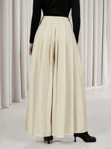 SHEIN Privé Pantalones largos de mujer con diseño plisado, adecuados para ir al trabajo y para citas, primavera Día de San Valentín