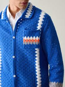 Manfinity RebelGame Męski dzianinowy modny luźny krótki rękaw kardigan