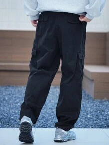 DAZY Men's Letter Graphic Pocket Casual Loose Pants Men Joggers - Black - View 2