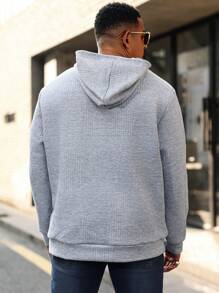 Manfinity Homme Sudadera con capucha, unicolor, moda minimalista, uso casual diario - Gris - Ver 2