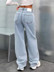 EURMUSE 女士前扣口袋休闲牛仔裤，日常穿着