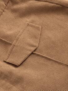 SHEIN MOD 大码女式纯色褶皱阔腿裤、卡其色女裤、阔腿女裤、女式工装裤、女式正装裤 - 摩卡棕 - 查看 4