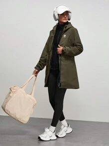 In My Nature In My Nature Women's Letter Print Long Sleeve Drawstring Waist Hooded Outdoor Raincoat Jacket