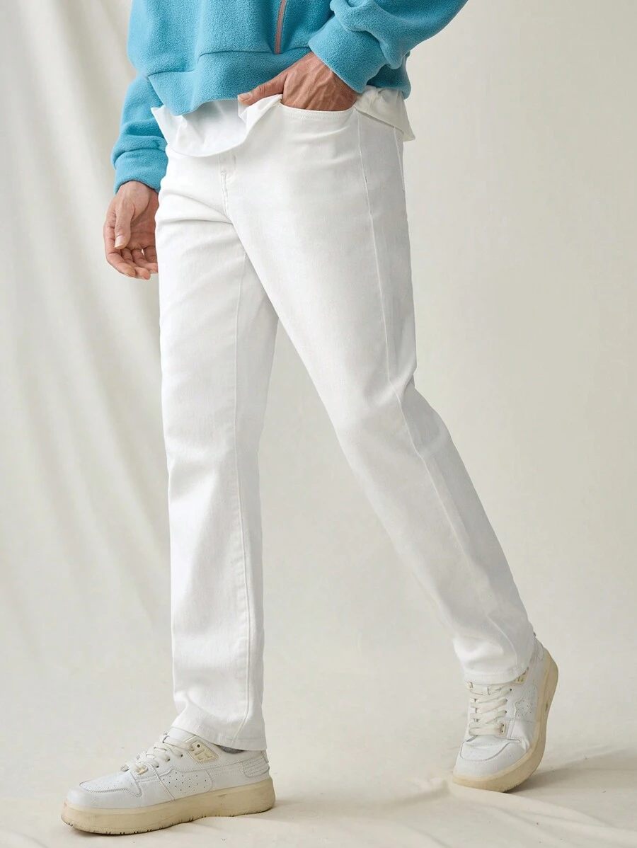 Manfinity Hypemode Vaqueros rectos y slim casuales blancos para hombre, Urban Chill