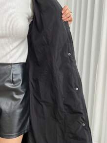 SHEIN Privé Women Hooded Long Thermal Lined Jacket - Black - View 5