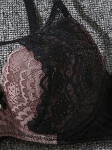 1 pezzo Reggiseno in pizzo sexy con scollo profondo e push-up, con design a ferretto, per donna