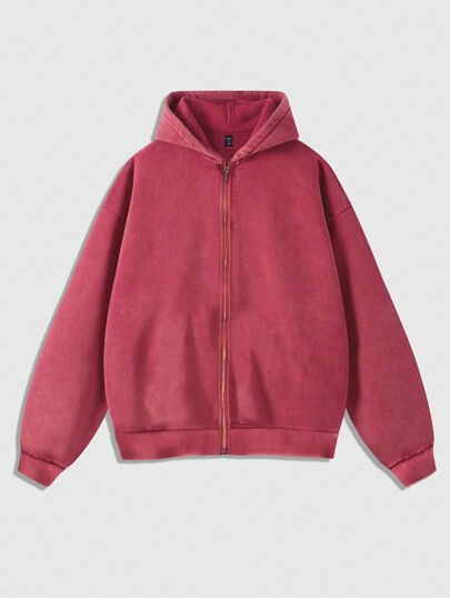 Street Life Men's Autumn Dropped Shoulder Long Sleeve Snowy Flecked Hoodie With Zipper