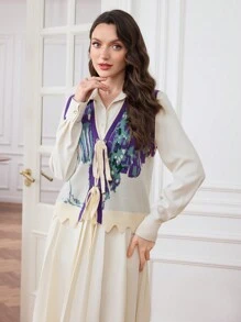 Modelyn 提花V领背心，简约时尚休闲日常穿着 - 彩色 - 查看 5