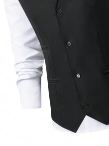 SHEIN 2 pièces Ensemble costume pour garçons adolescents, style de gentleman ajusté mince Gilet + Pantalon long de haute qualité, tenue de soirée élégante pour anniversaire, banquet, mariage
