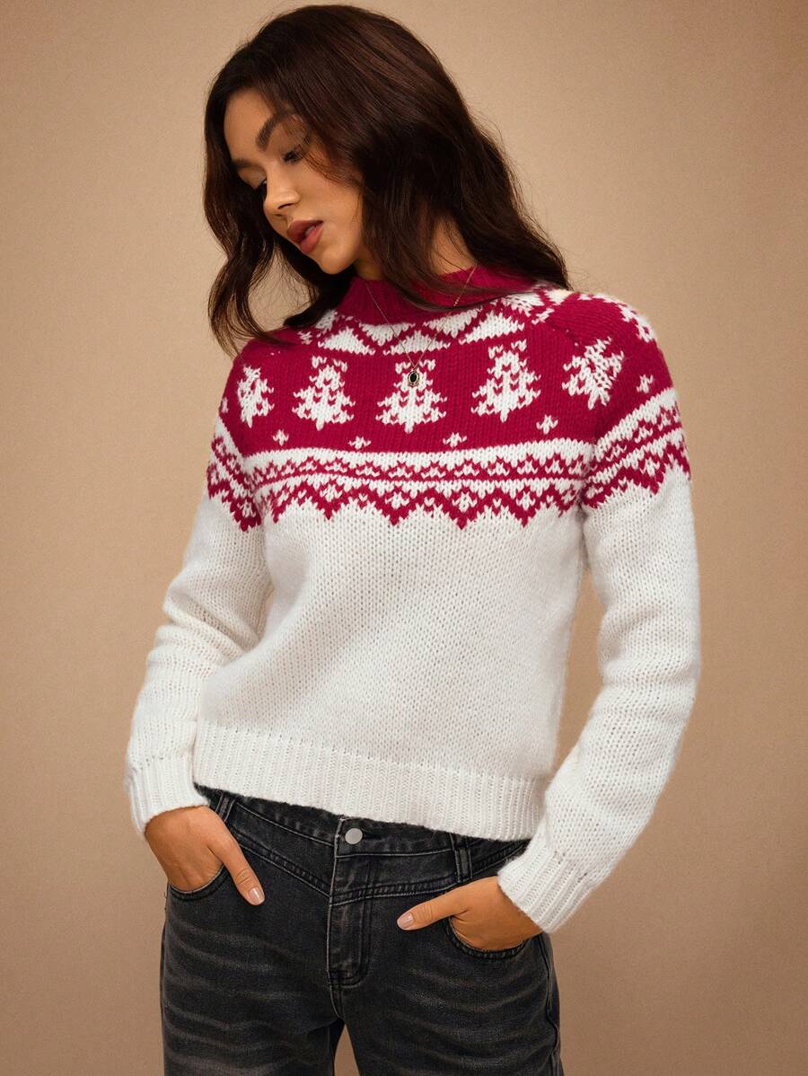 Forever 21 女士圣诞风格简约休闲套头毛衣，时尚日常穿着 - 彩色 - 查看 1