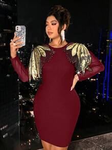 Allurite 大码休闲连衣裙，简约时尚，适合新年日常穿着 - 紅色 - 查看 5