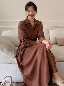 DAZY Casual Top And Skirt Women's Two-Piece Set, Loose Fit - Brown - View 2